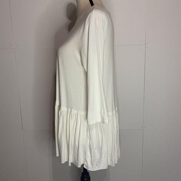 Entro Women’s Small Ivory Babydoll Ruffle Hem Top Rayon/Linen - Picture 4 of 6
